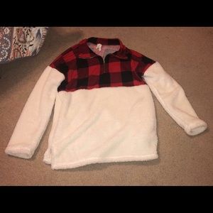 Buffalo plaid Sherpa pullover